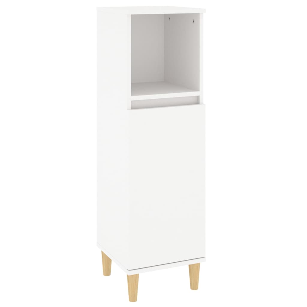 White Engineered Wood Bathroom Cabinet 30x30x100 cm