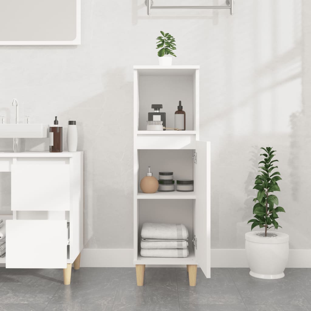 White Engineered Wood Bathroom Cabinet 30x30x100 cm