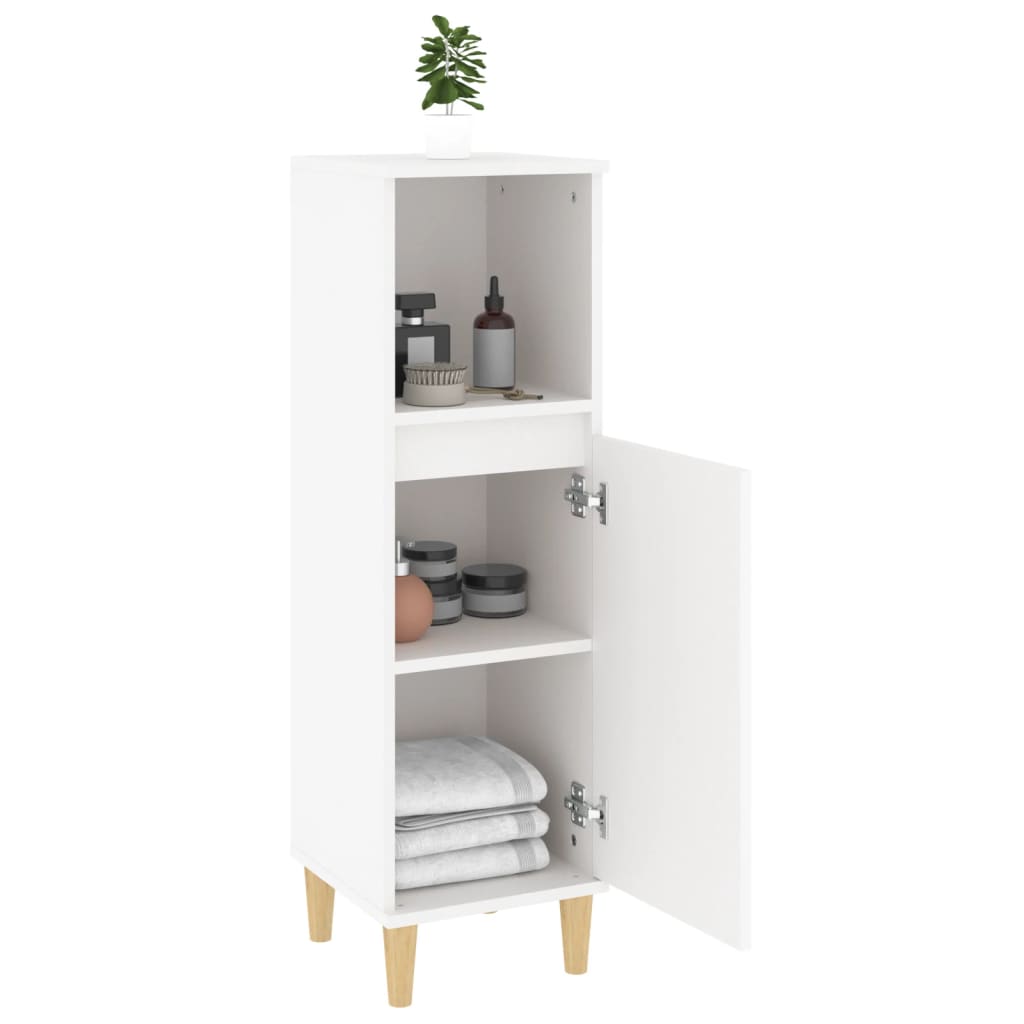 White Engineered Wood Bathroom Cabinet 30x30x100 cm
