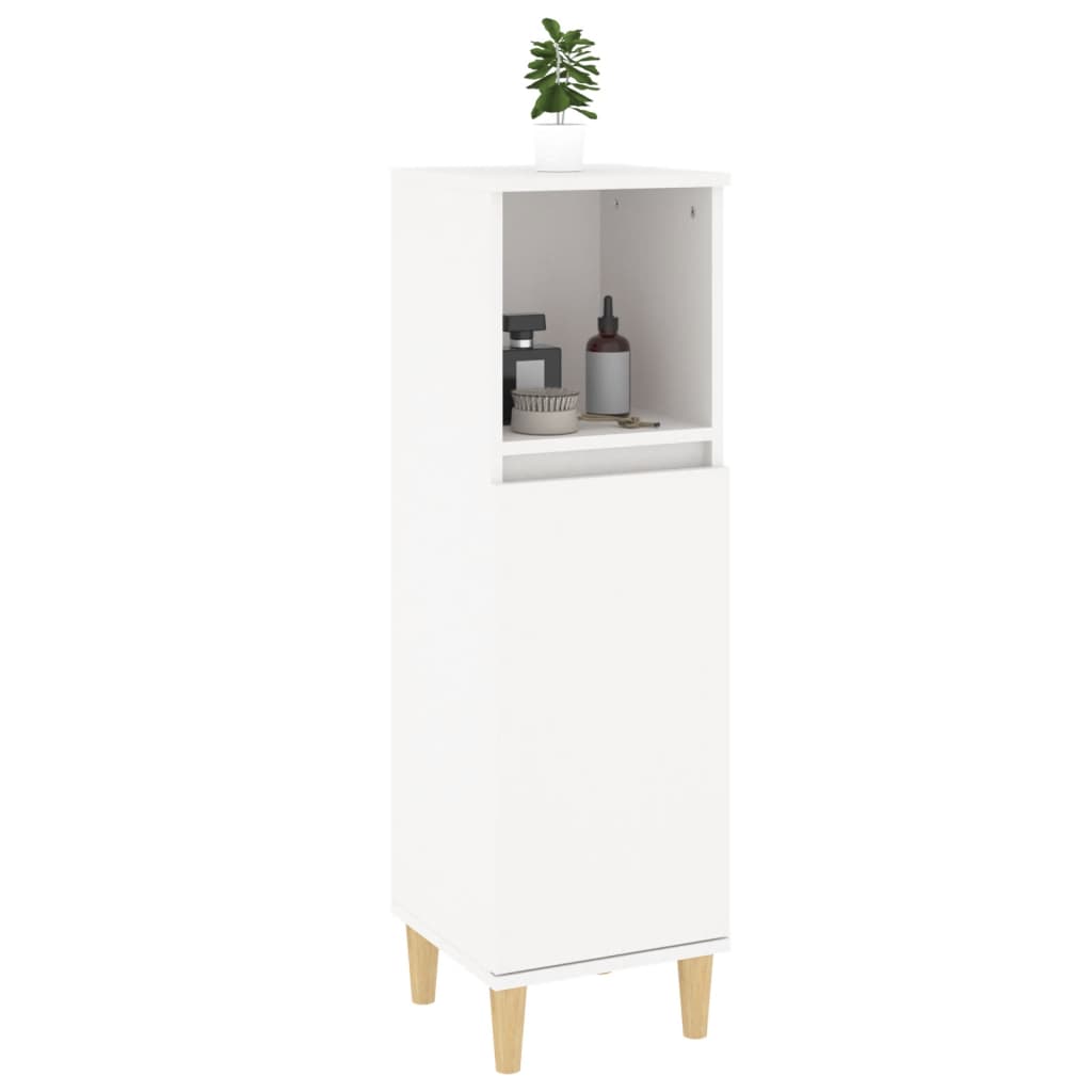 White Engineered Wood Bathroom Cabinet 30x30x100 cm