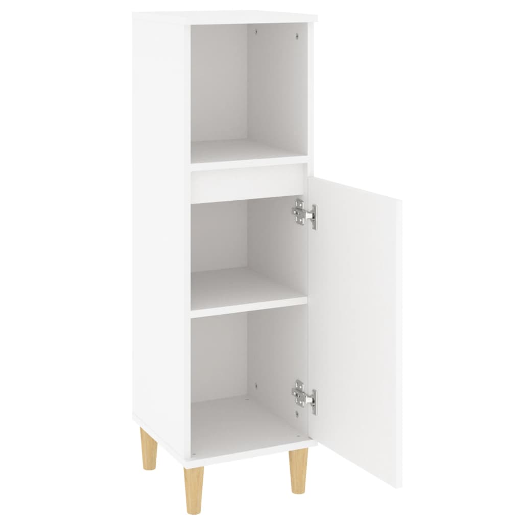 White Engineered Wood Bathroom Cabinet 30x30x100 cm