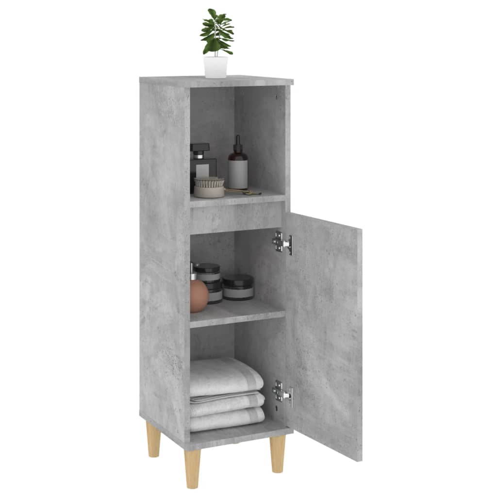 Engineered Wood Bathroom Cabinet - Concrete Grey, 30x30x100 cm