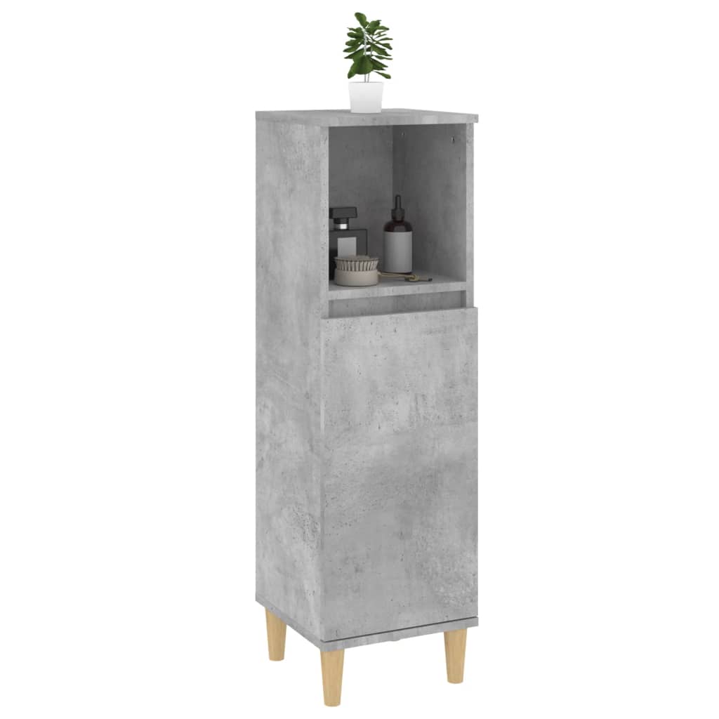 Engineered Wood Bathroom Cabinet - Concrete Grey, 30x30x100 cm