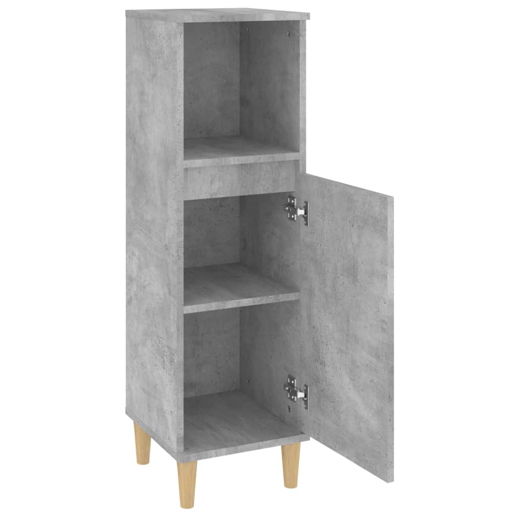 Engineered Wood Bathroom Cabinet - Concrete Grey, 30x30x100 cm