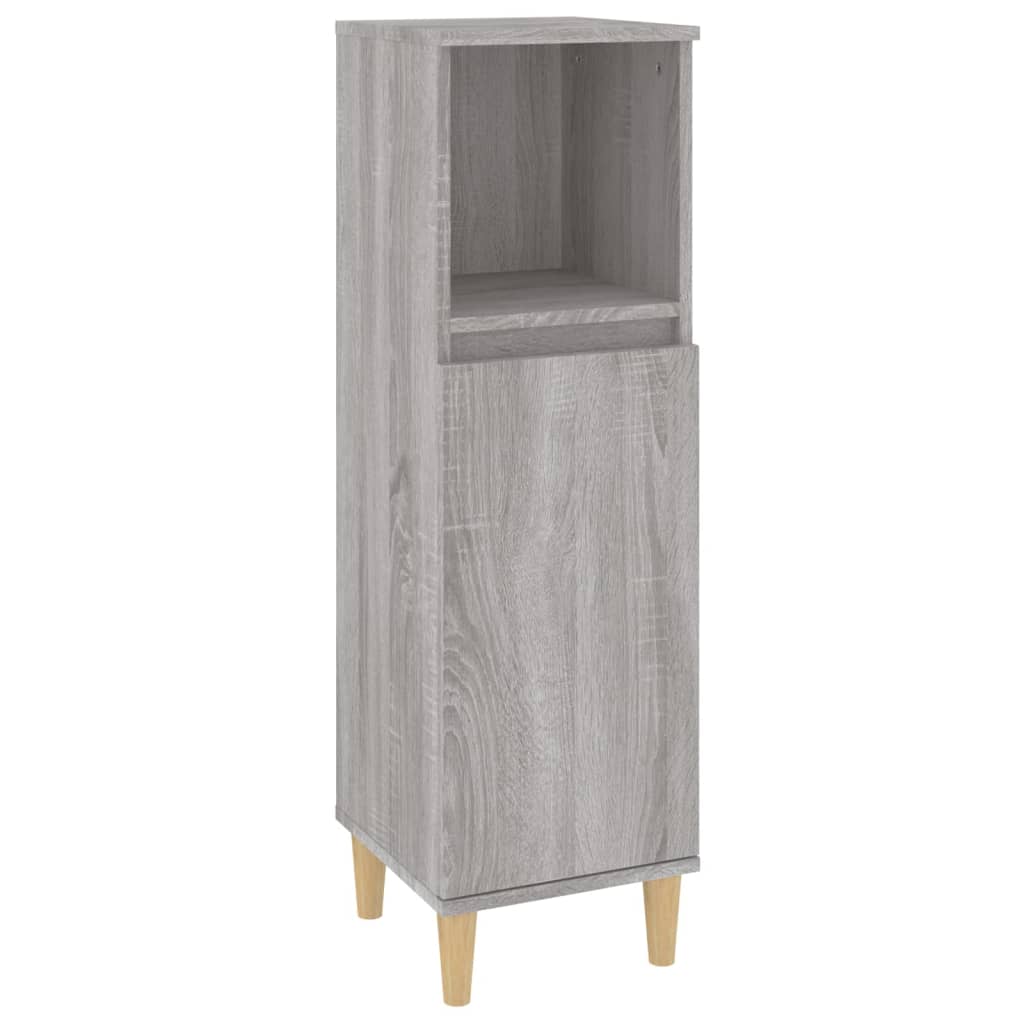 Sonoma Grey Bathroom Cabinet - Engineered Wood 30x30x100cm