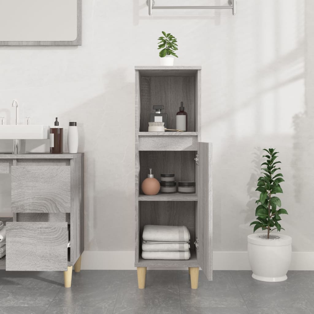 Sonoma Grey Bathroom Cabinet - Engineered Wood 30x30x100cm