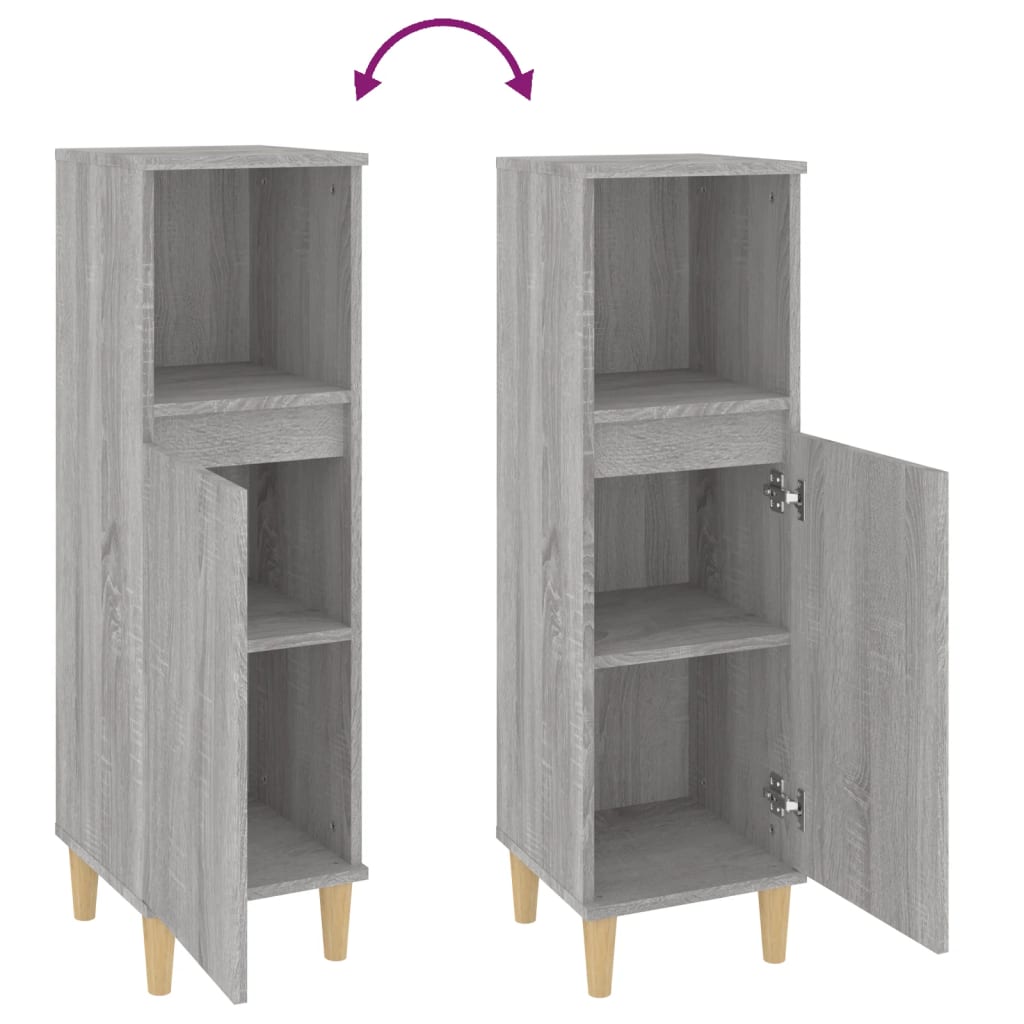 Sonoma Grey Bathroom Cabinet - Engineered Wood 30x30x100cm