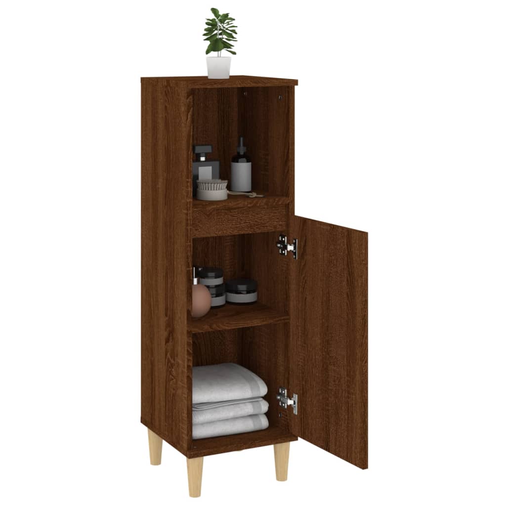 Engineered Wood Bathroom Cabinet - Brown Oak, 30x30x100 cm