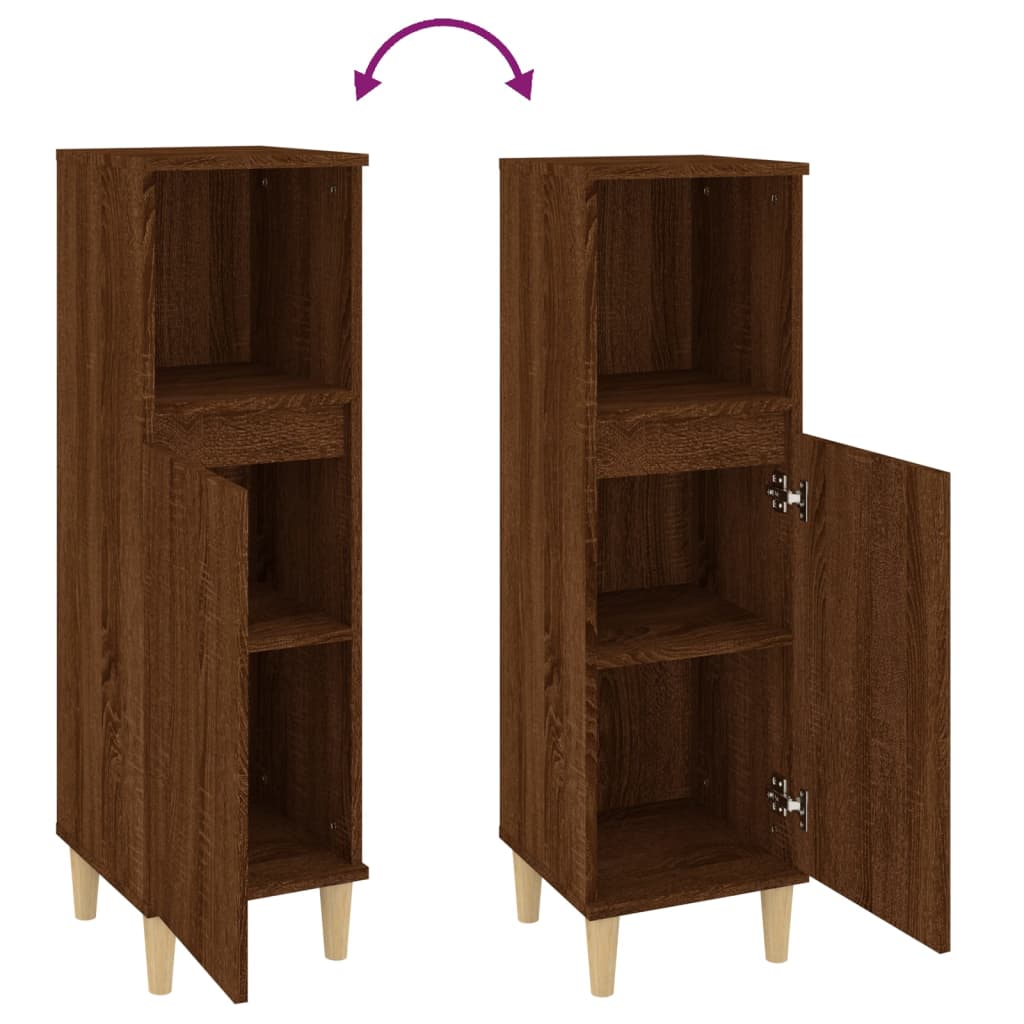 Engineered Wood Bathroom Cabinet - Brown Oak, 30x30x100 cm