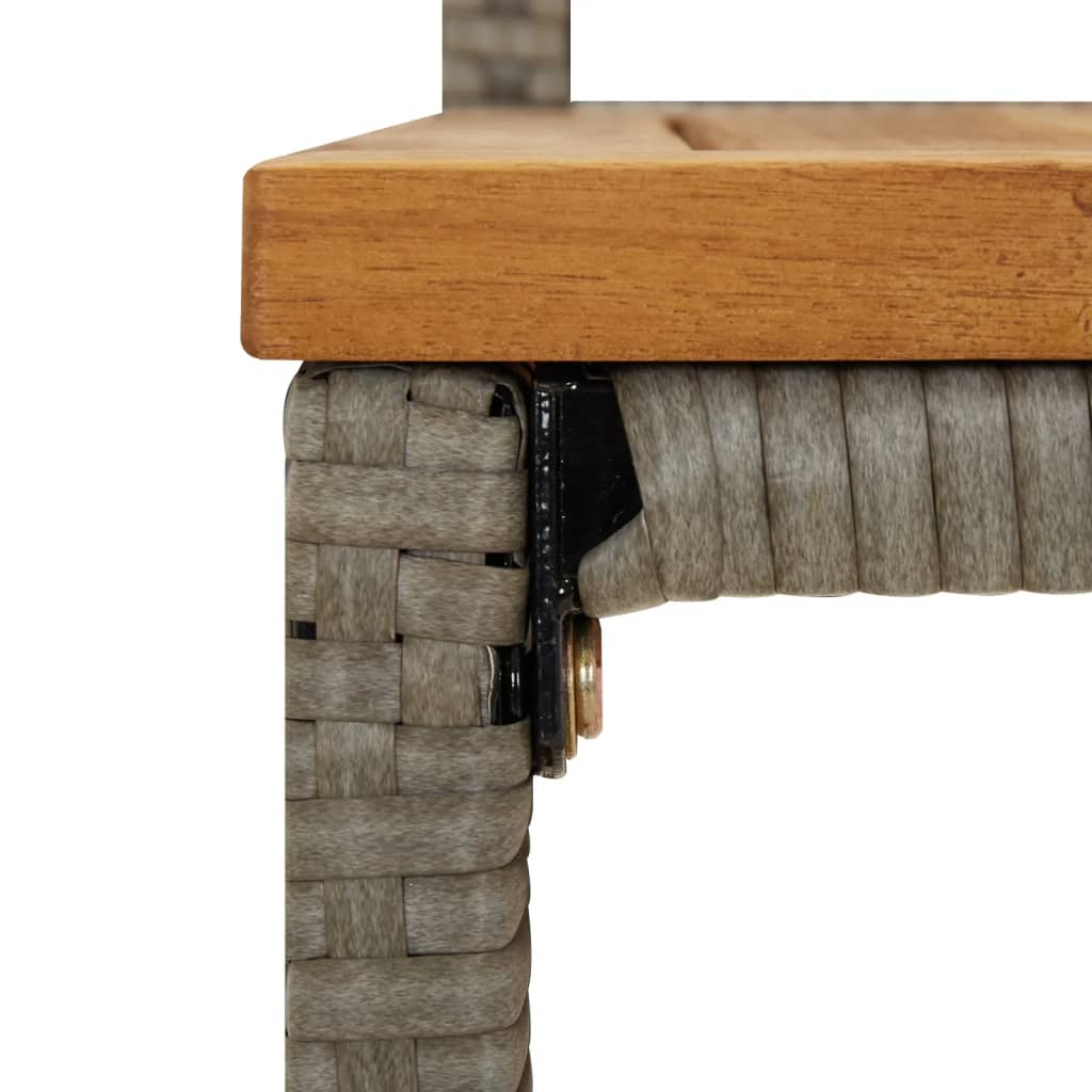 Set of 4 Grey Poly Rattan & Acacia Wood Bar Stools