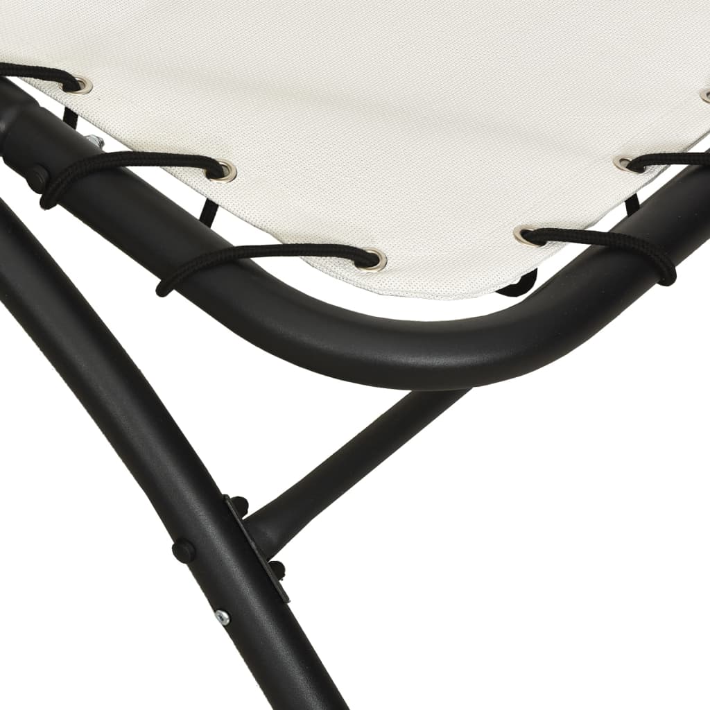 Cream Sun Lounger with Canopy, Fabric & Steel, 167x80x195 cm