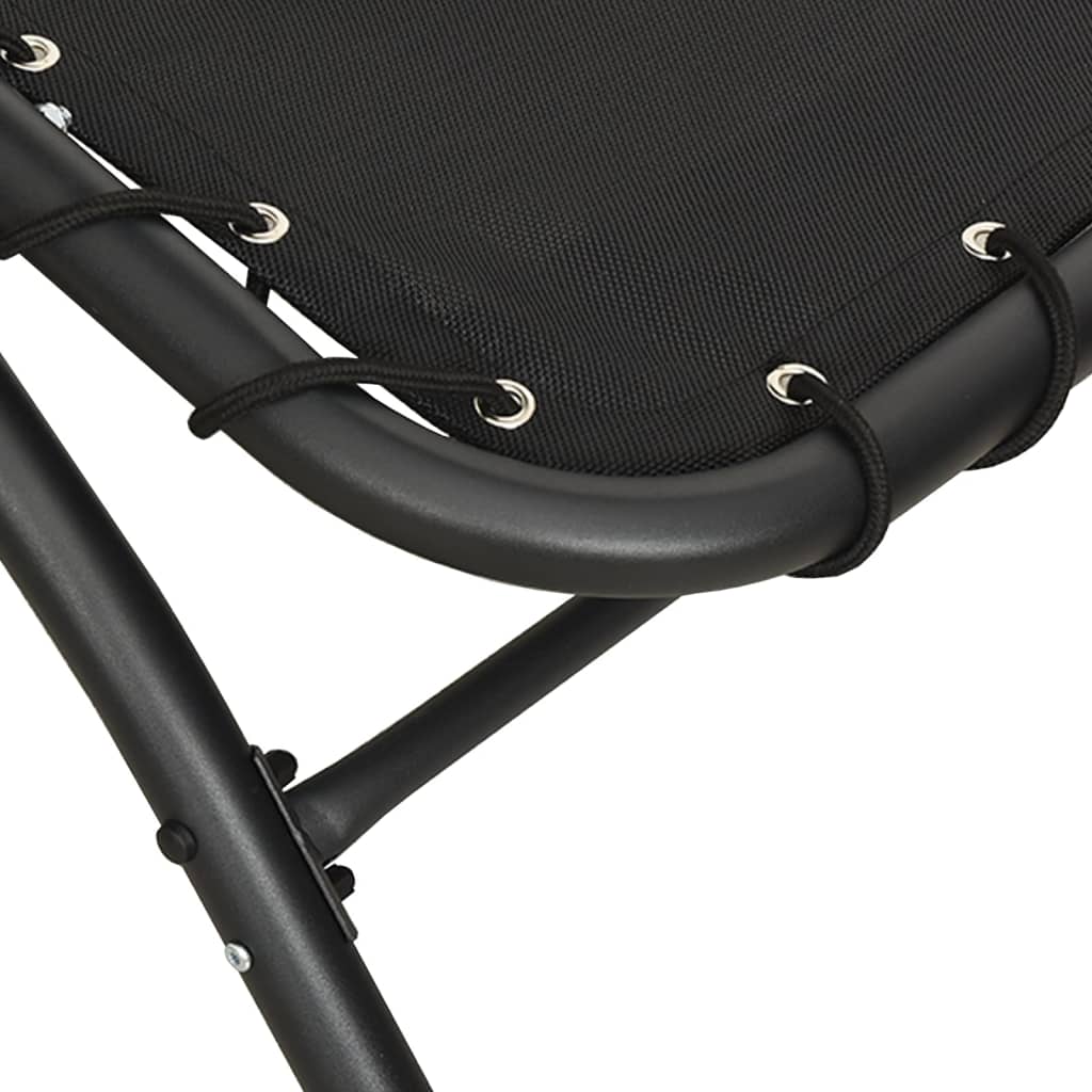 Sleek Black Sun Lounger with Canopy, 167x80x195 cm, Fabric & Steel