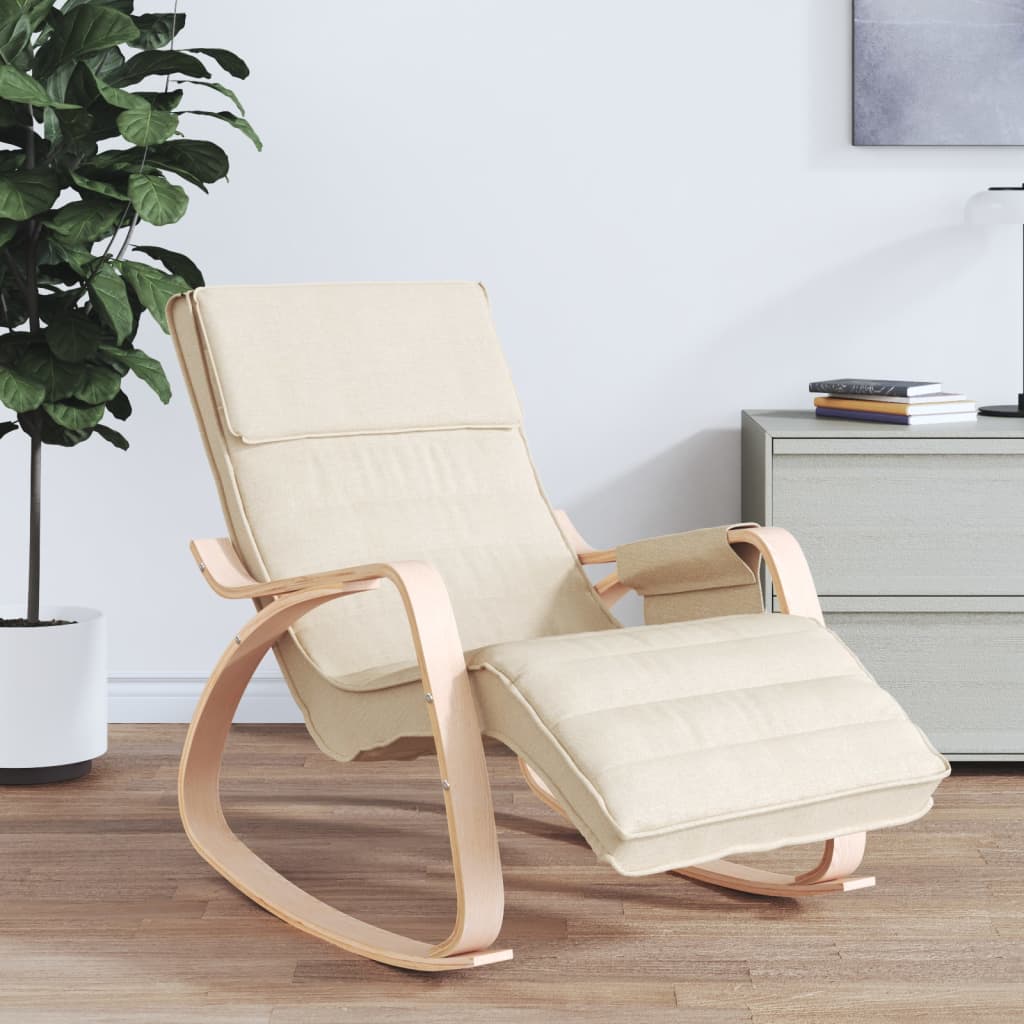 Elegant Cream Fabric Rocking Chair - Cozy Comfort in Style