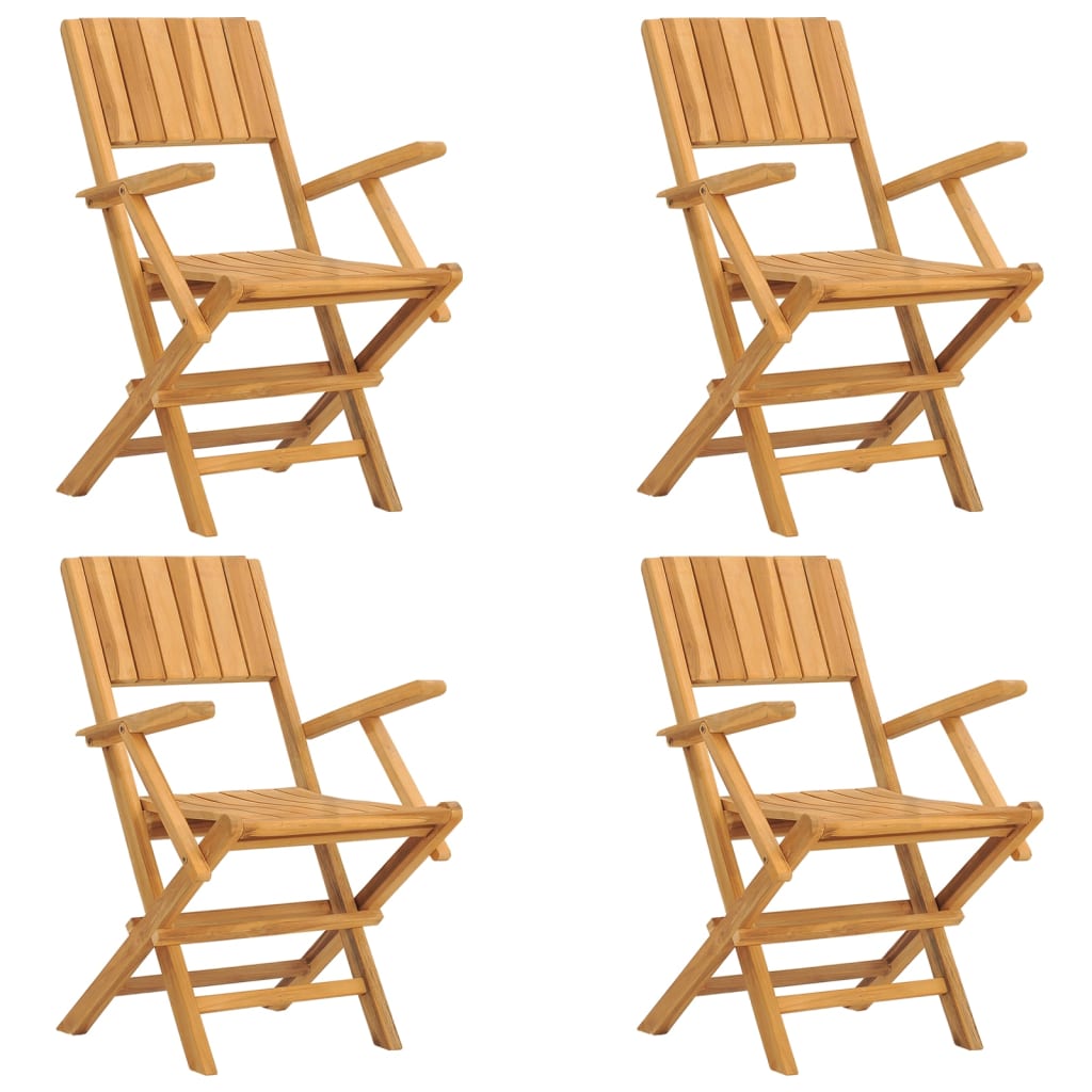 Solid Teak Folding Garden Chairs, Set of 4 - 55x61x90 cm