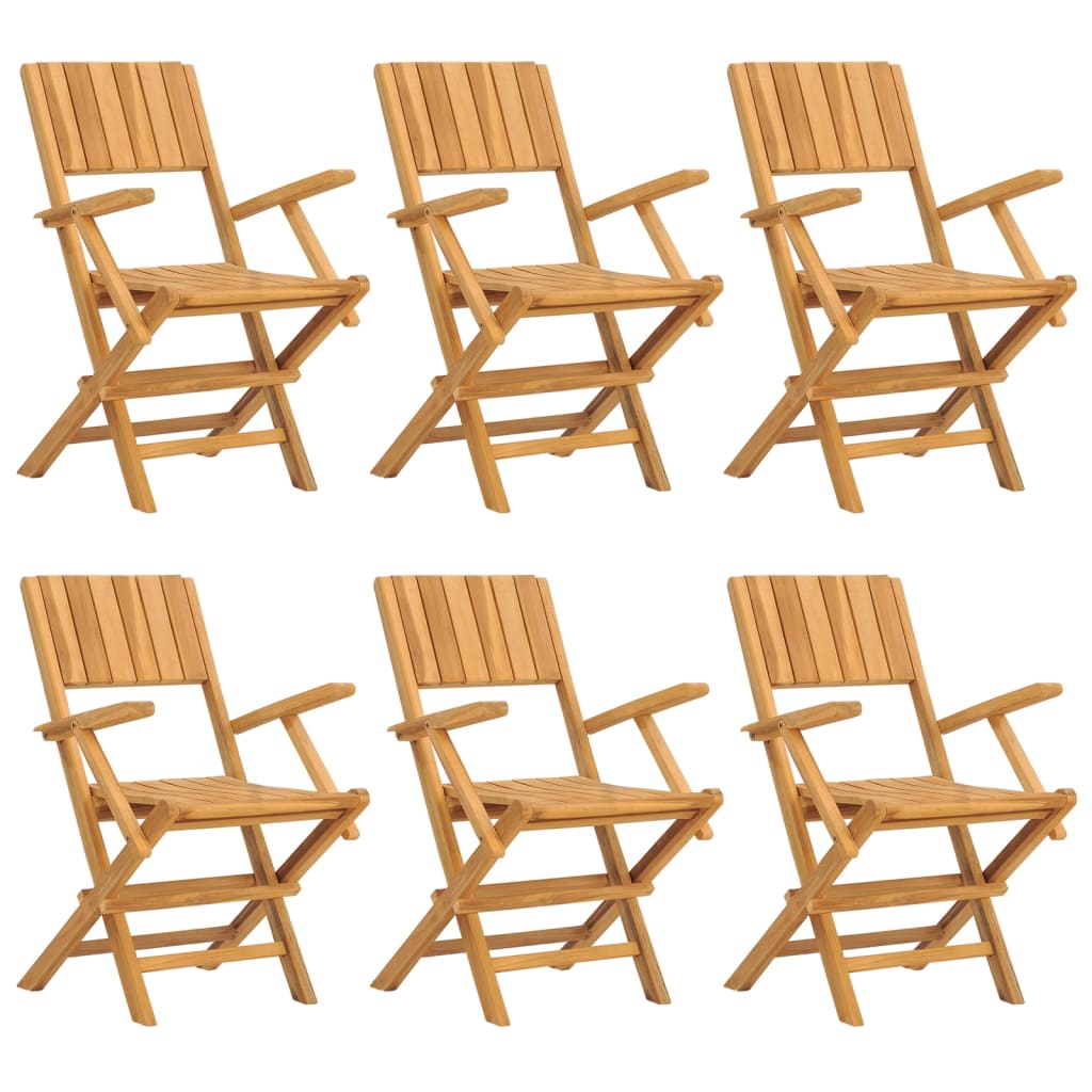 6-Piece Teak Folding Garden Chairs Set - Solid Wood, 55x61x90 cm
