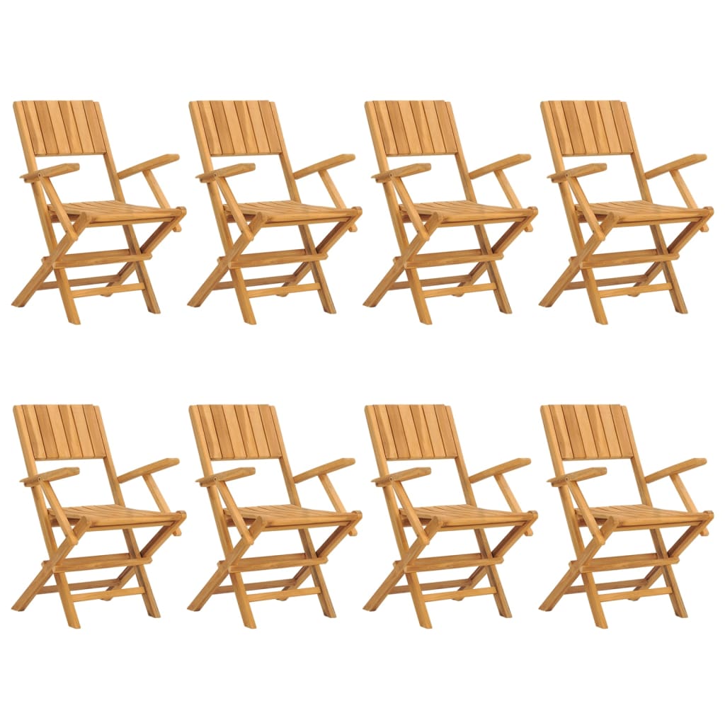 8-Piece Solid Teak Folding Garden Chairs 55x61x90 cm