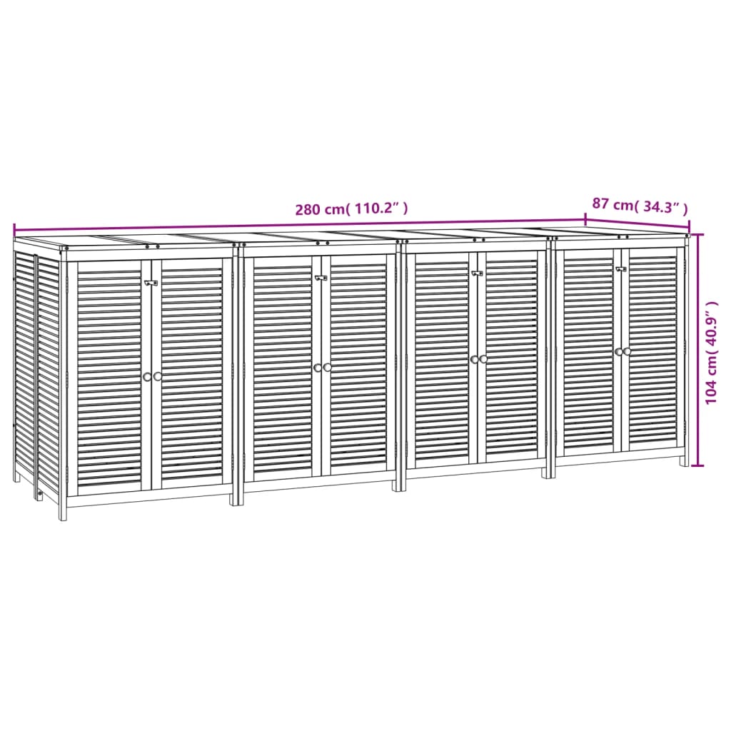 Acacia Solid Wood Garden Storage Box 280x87x104 cm