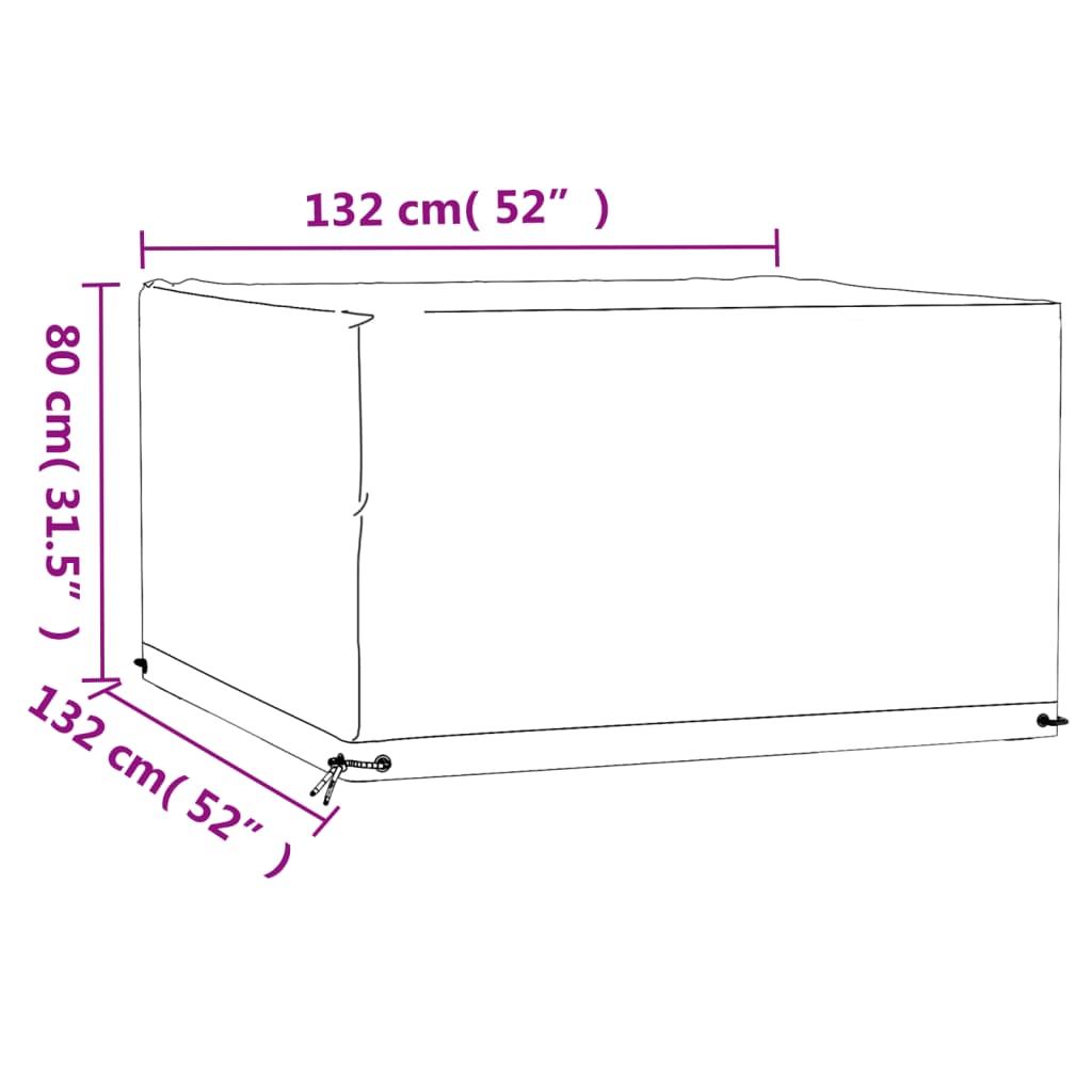 Waterproof Square Garden Furniture Covers, Beige 132x132x80 cm, 2 pcs