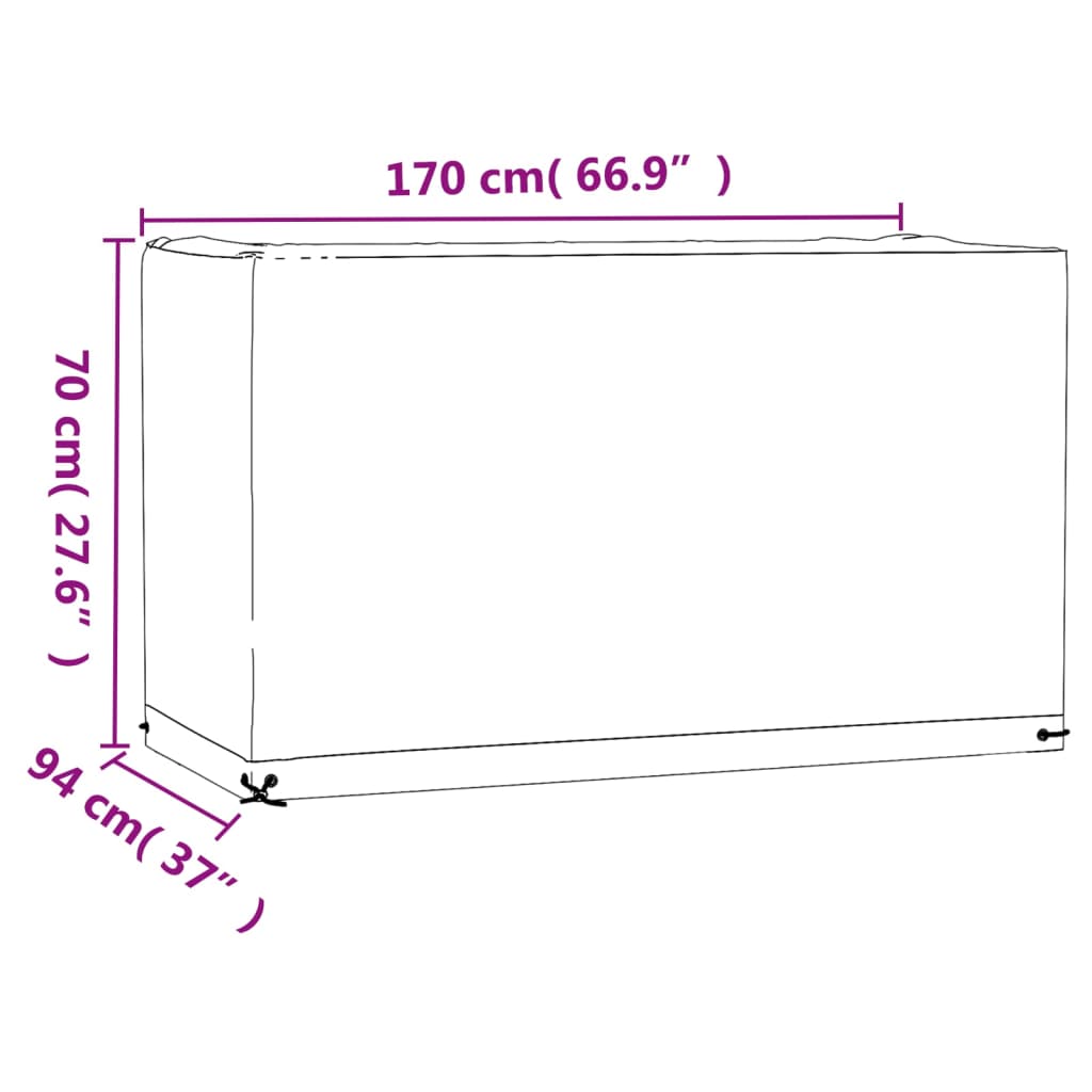 Durable Green Garden Furniture Covers 2 pcs - 170x94x70 cm Rectangular