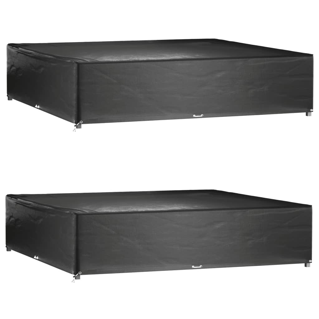 Waterproof Black Garden Furniture Covers 2pcs, 16 Eyelets, 240cm Sq.
