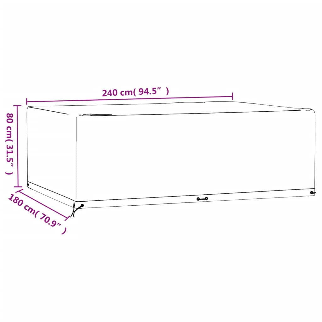 Waterproof Garden Furniture Covers 2pcs, 240x180x80cm, Black