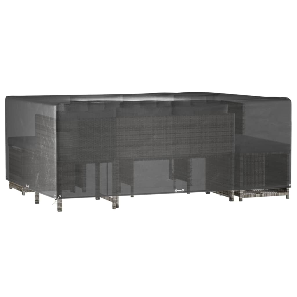 Durable Grey Garden Furniture Covers 2 pcs, 16 Eyelets, 300x250x90 cm