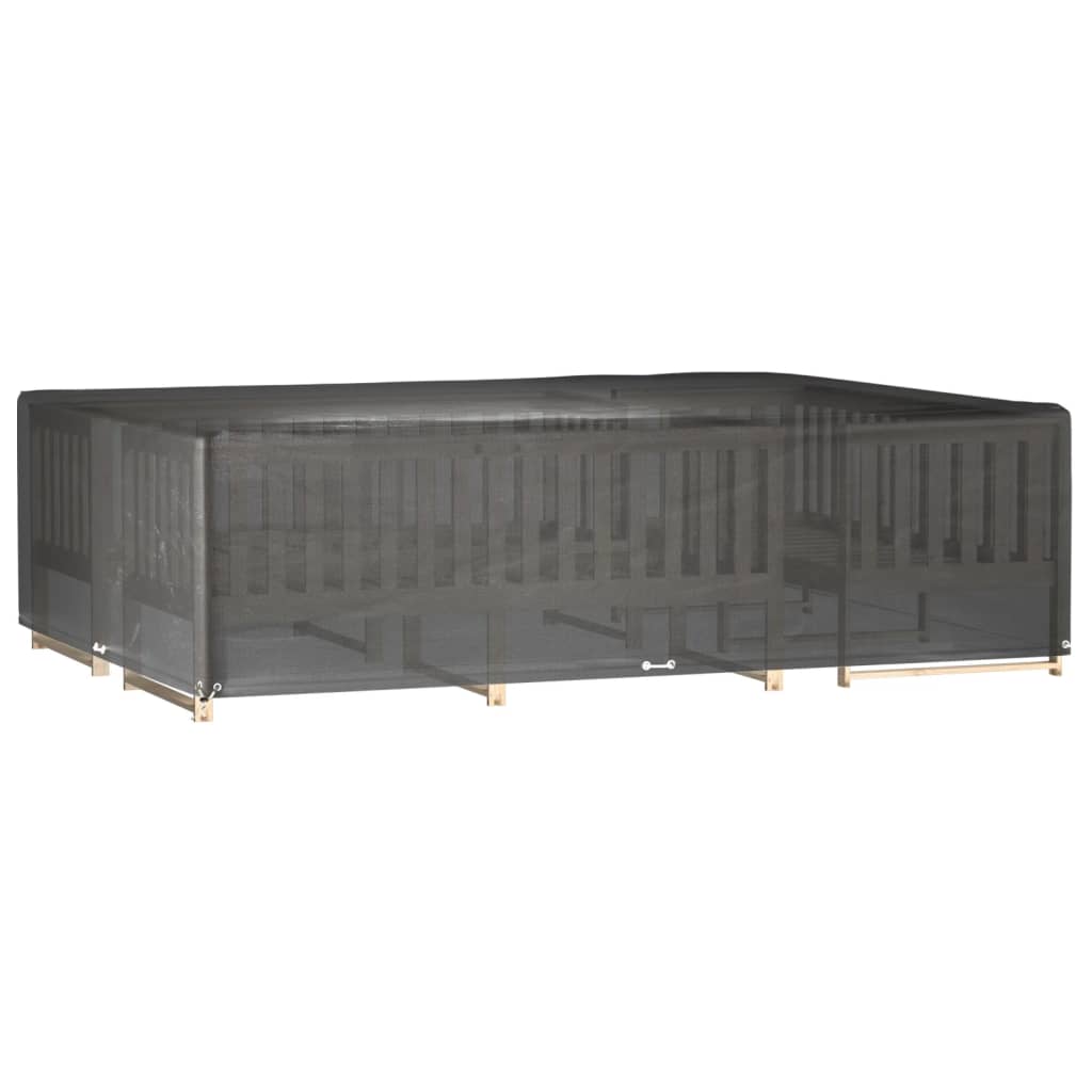 Durable Black Garden Furniture Covers 2pcs 300x200x75cm 16 Eyelets
