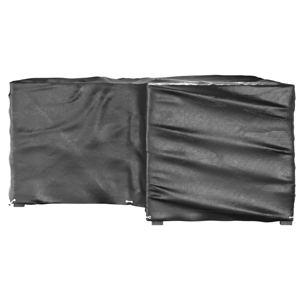 Durable Black L-Shaped Garden Furniture Covers 2pcs 185x185x90 cm