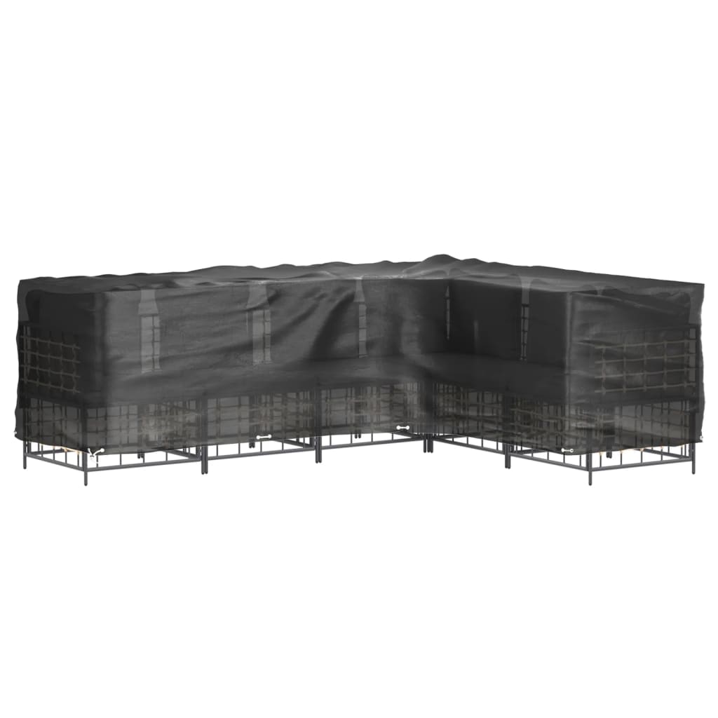 Waterproof L-Shaped Garden Furniture Covers, 2 pcs, 18 Eyelets, Black