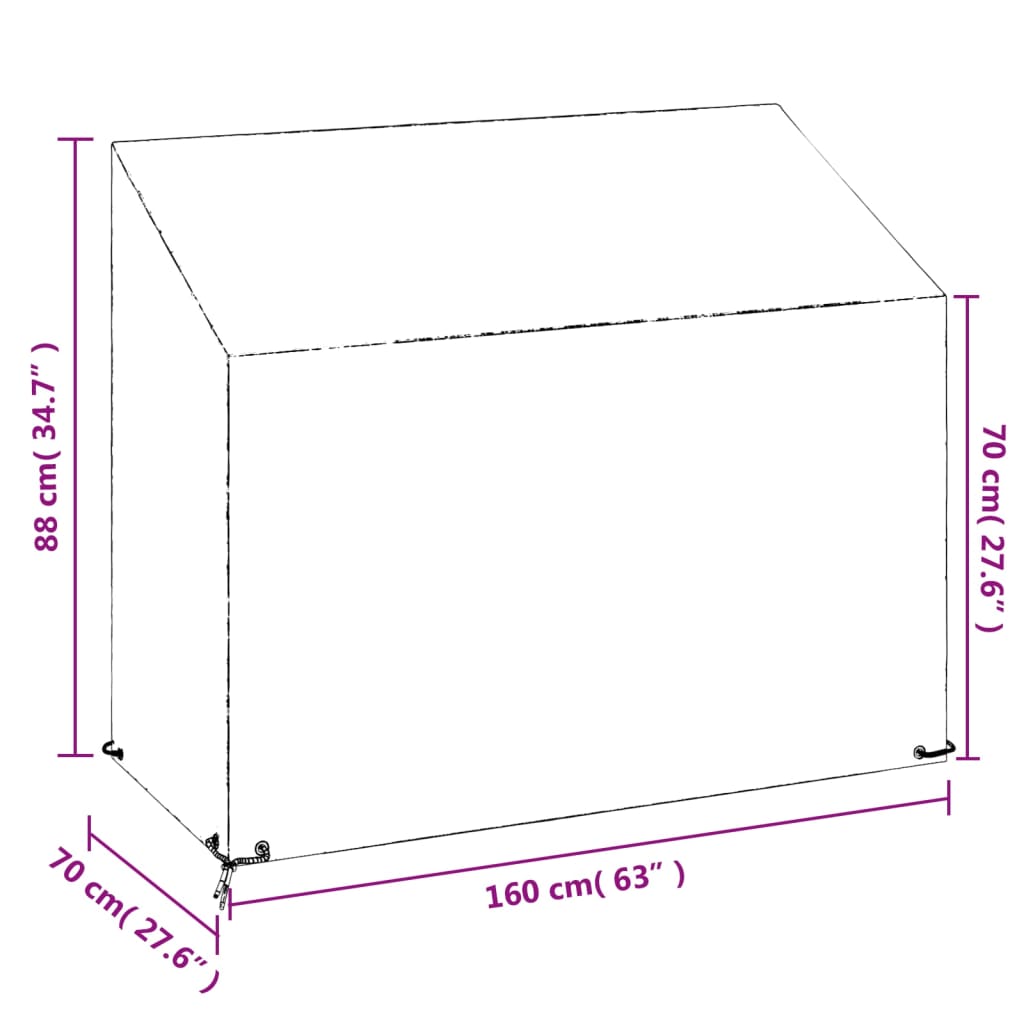 Two Garden Bench Covers - Polyethylene, 8 Eyelets, 160x70x70/88 cm