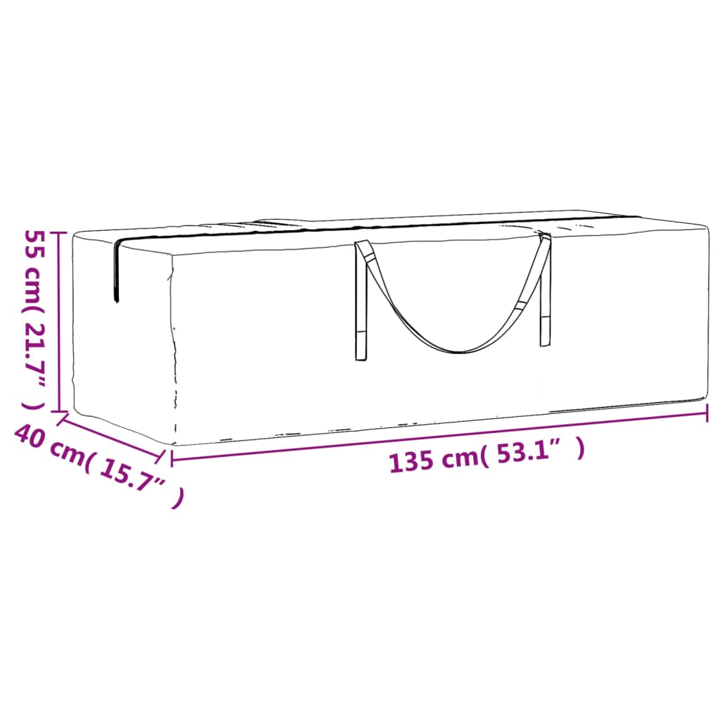 Durable Black Polyethylene Garden Cushion Storage Bags Set - 135x40x55 cm