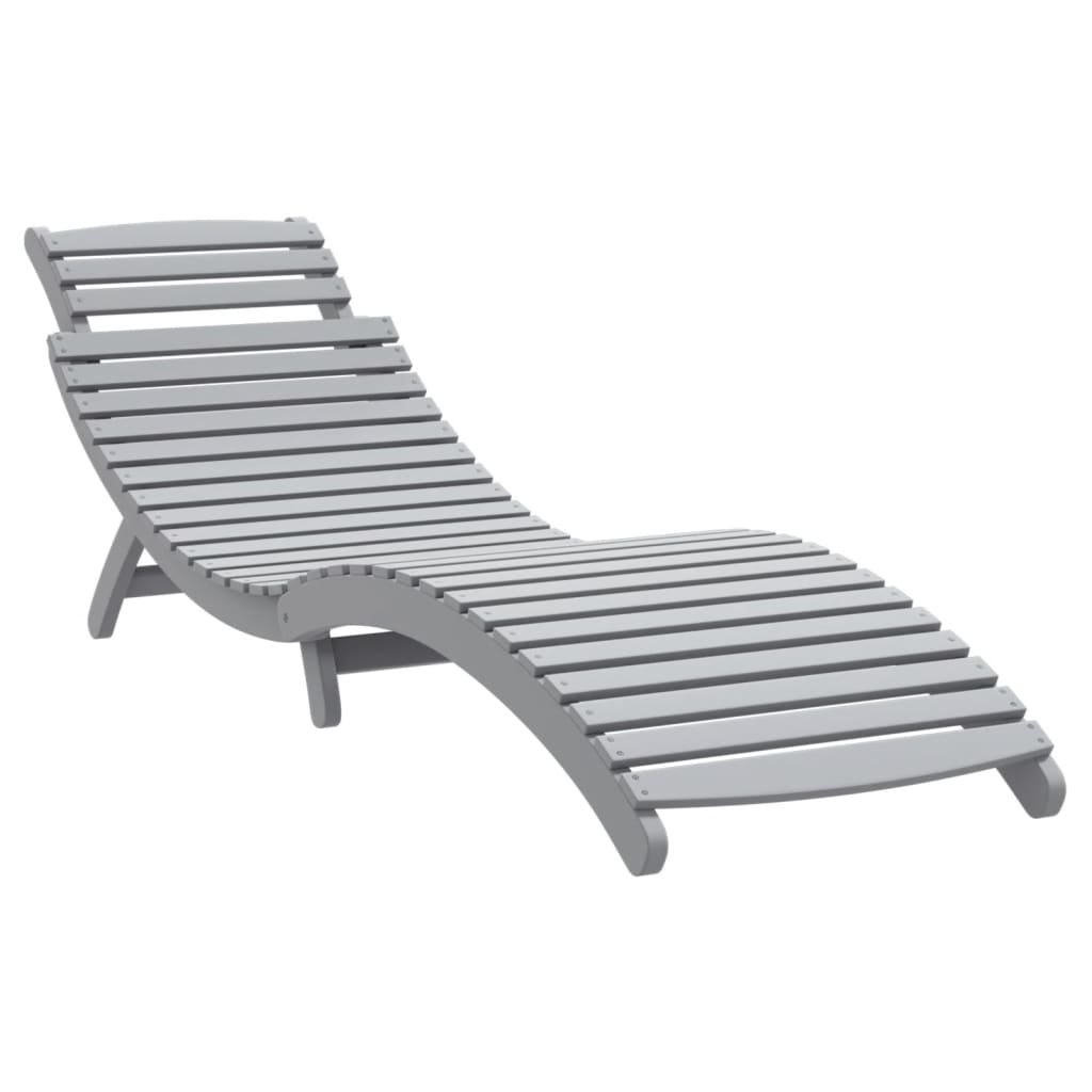 Set of 2 Grey Acacia Wood Sun Loungers 184x55x64 cm