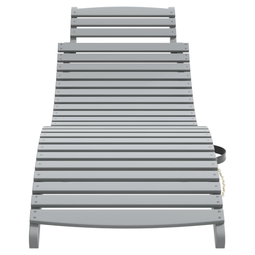 Set of 2 Grey Acacia Wood Sun Loungers 184x55x64 cm