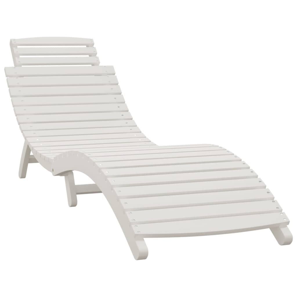 2-Piece White Acacia Wood Sun Loungers - 184x55x64 cm