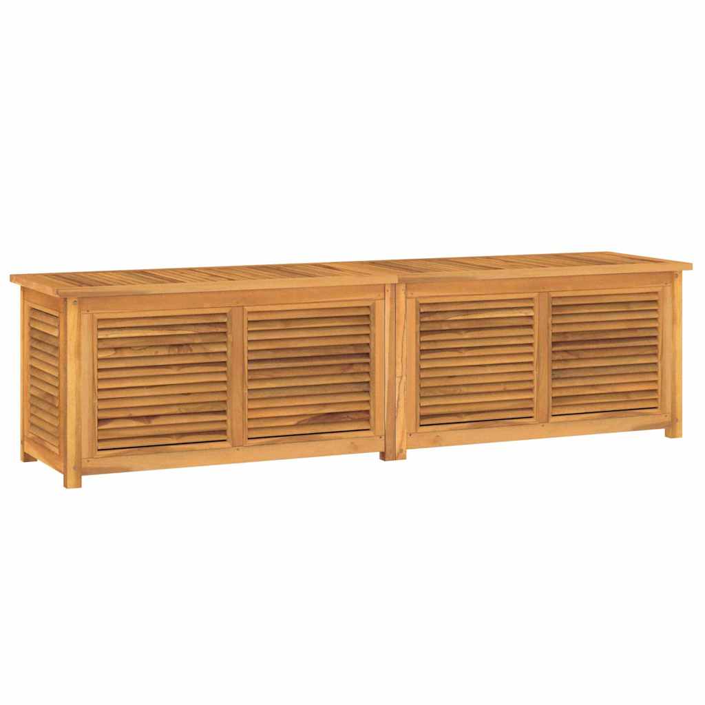 Solid Teak Garden Storage Box with Bag 200x50x55 cm