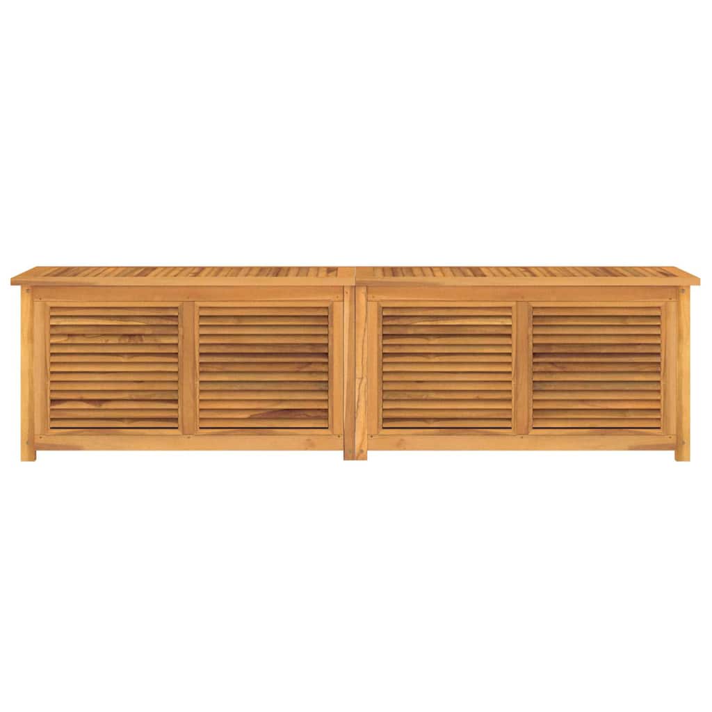 Solid Teak Garden Storage Box with Bag 200x50x55 cm