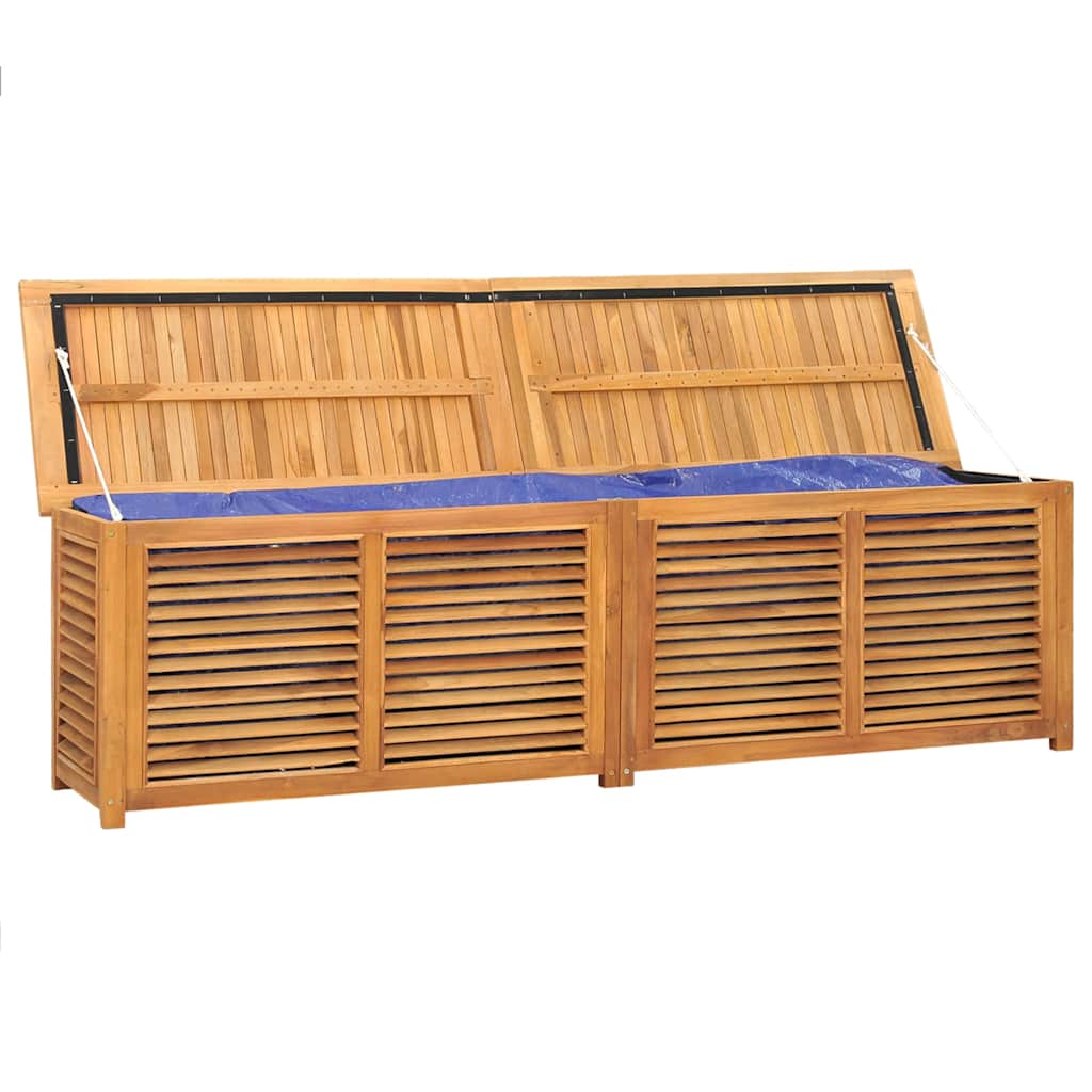Solid Teak Garden Storage Box with Bag 200x50x55 cm