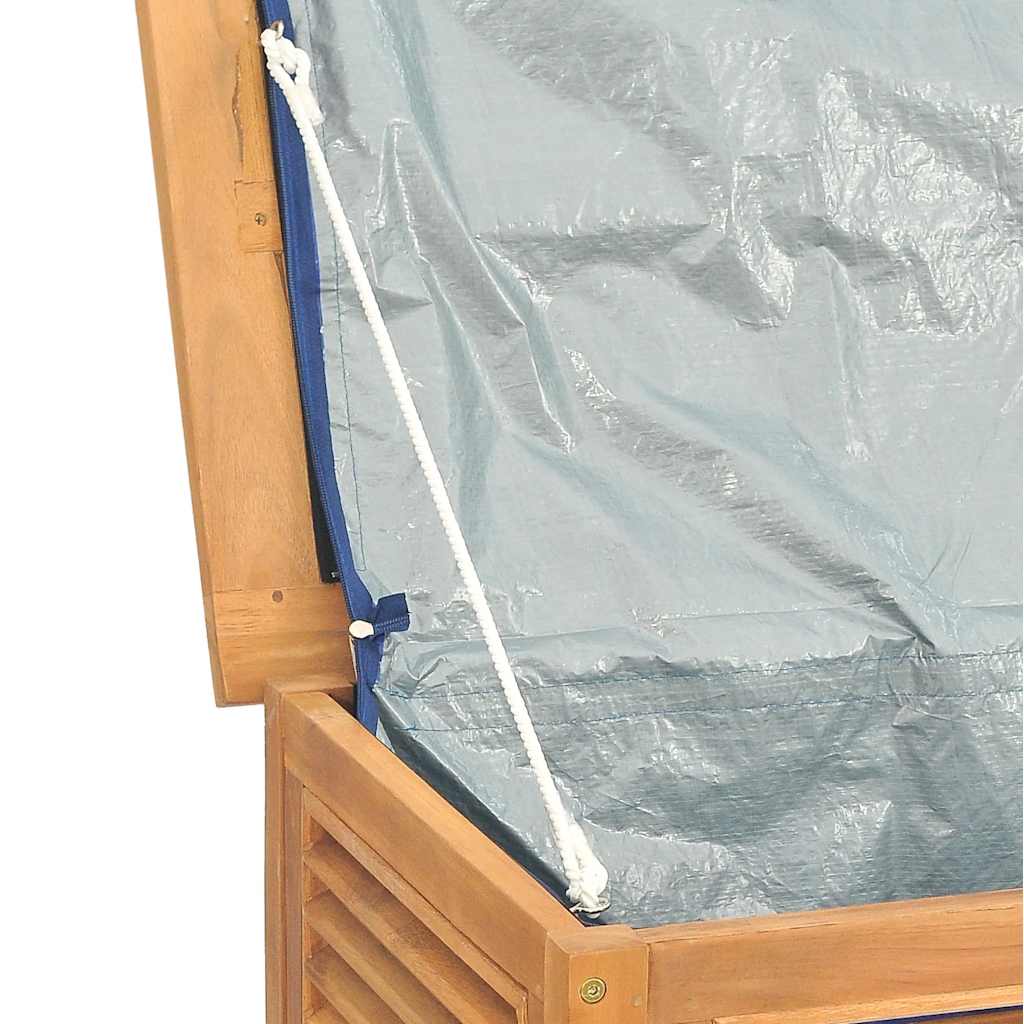 Solid Teak Garden Storage Box with Bag 200x50x55 cm
