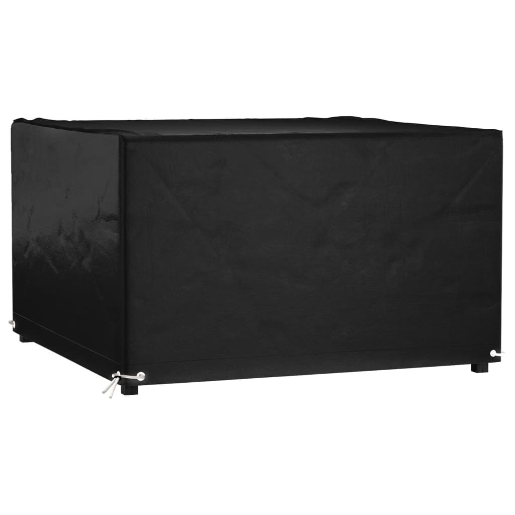 Heavy-Duty Black Garden Furniture Cover, 8 Eyelets, 132x132x80 cm