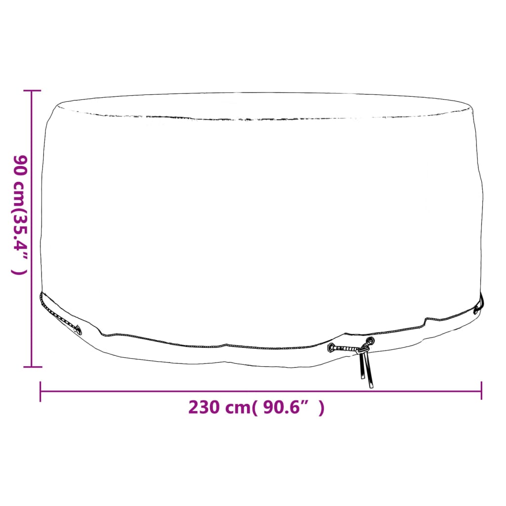 Durable Green Round Garden Furniture Cover Ø230x90 cm with Eyelets