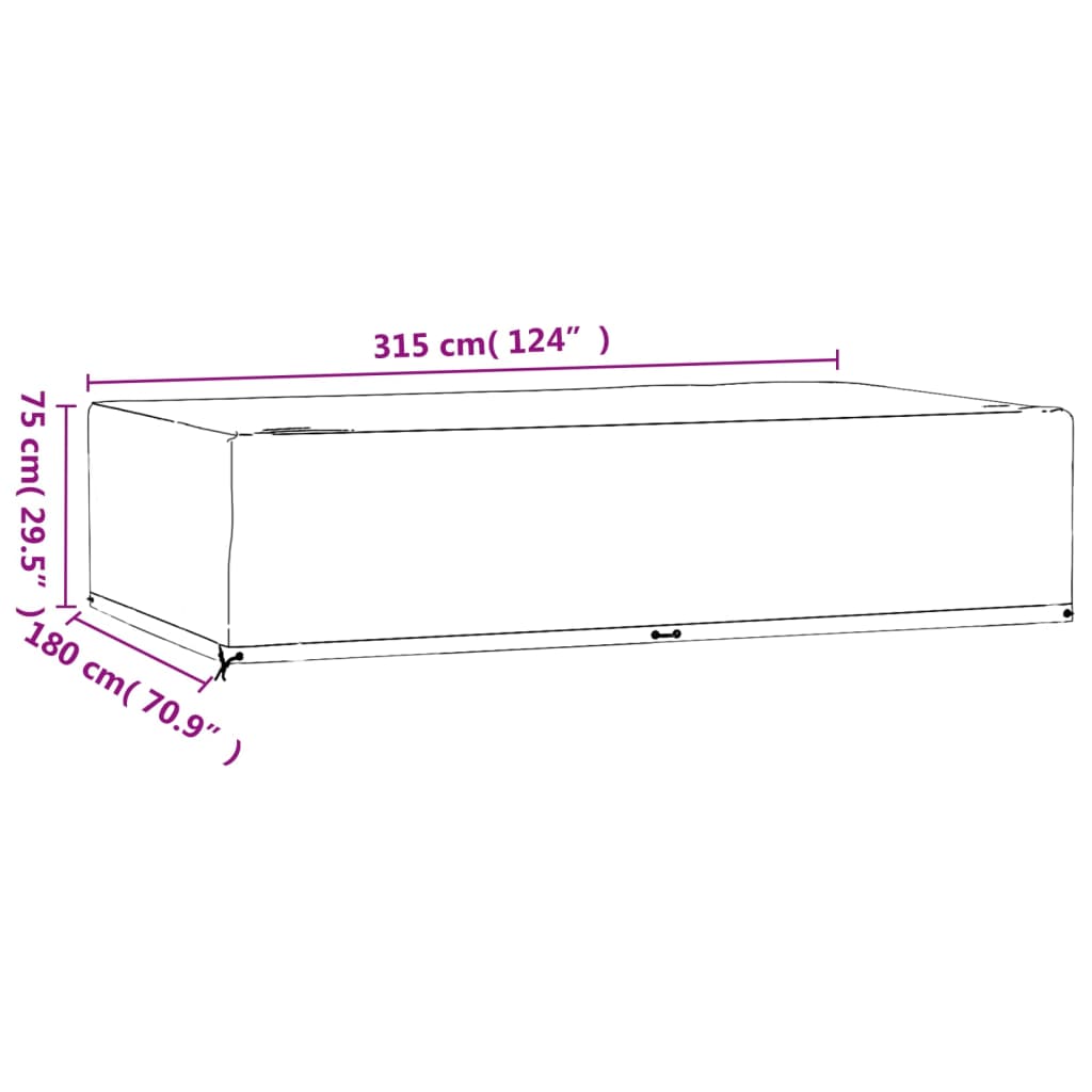 Durable Green Garden Furniture Cover 12 Eyelets, 315x180x75 cm