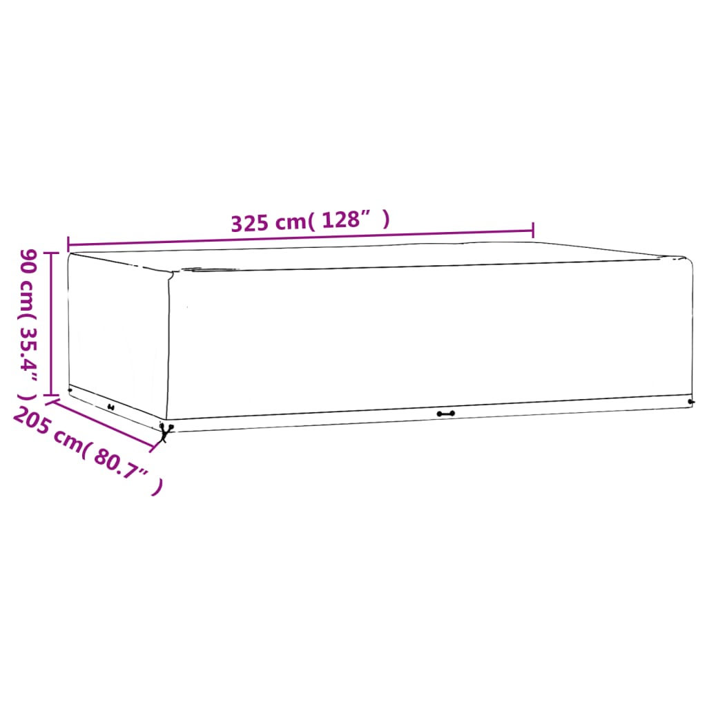 Waterproof 16-Eyelet Garden Furniture Cover, 325x205x90 cm, Black