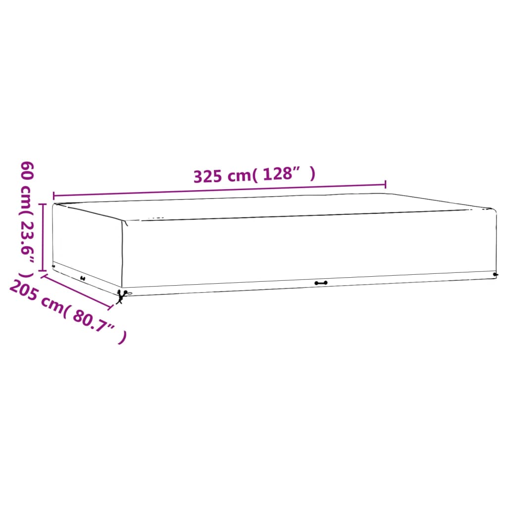 Waterproof Black Garden Furniture Cover 325x205x60 cm, 16 Eyelets