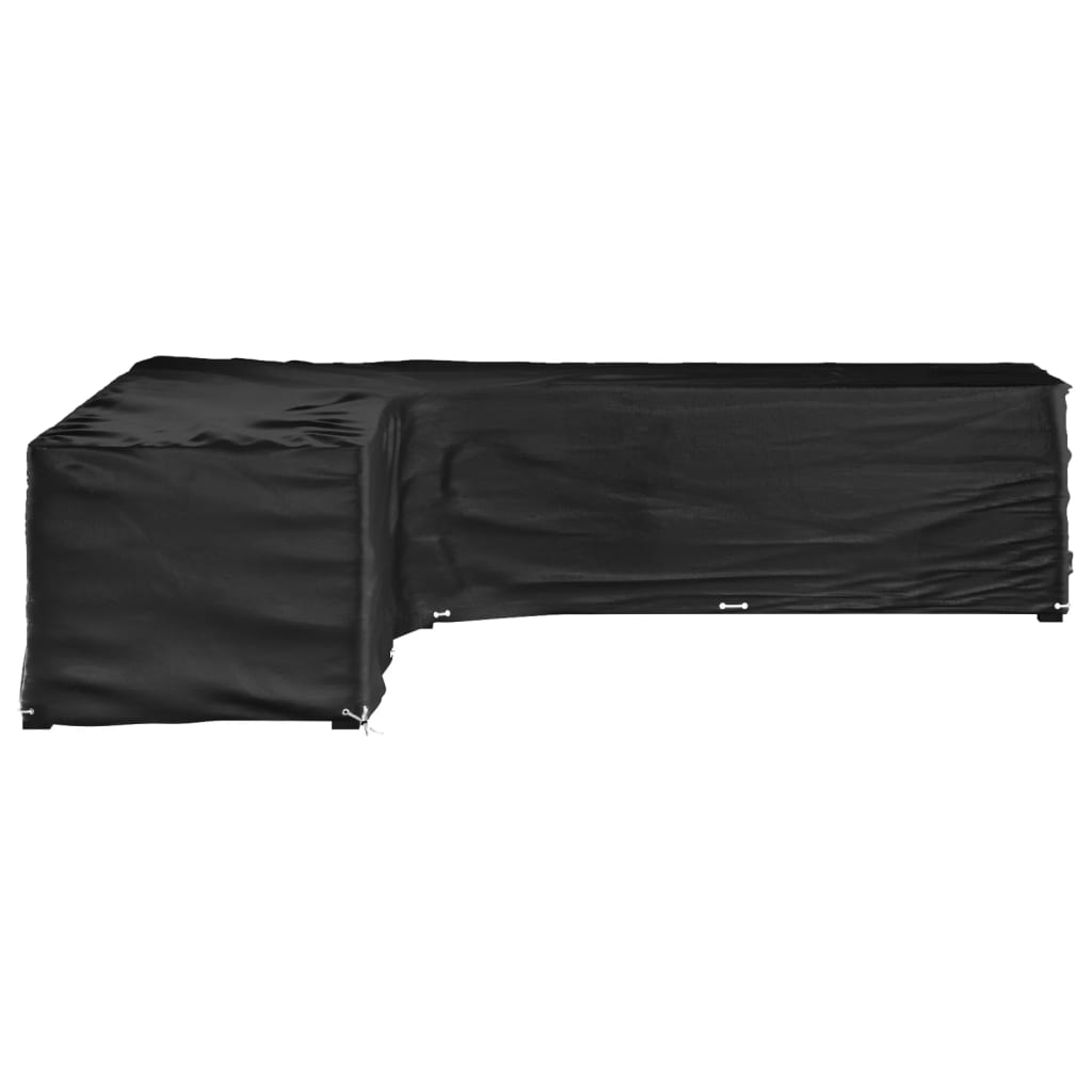 Durable Black L-Shaped Garden Furniture Cover, 20 Eyelets, 300x300x70 cm
