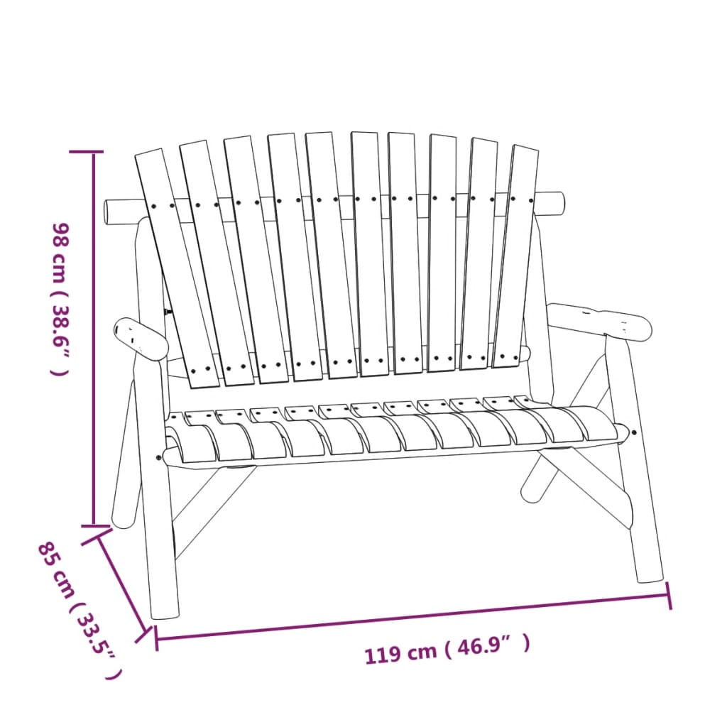 Solid Wood Spruce 2-Seater Garden Bench, 119x85x98 cm