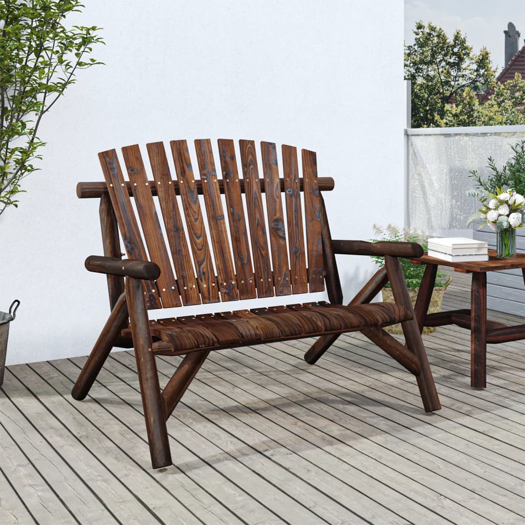Solid Wood Spruce 2-Seater Garden Bench - 119x85x98 cm