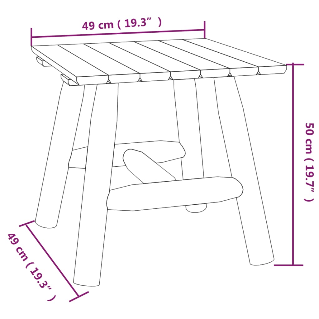 Solid Wood Spruce Side Table, 49x49x50 cm - Stylish & Durable