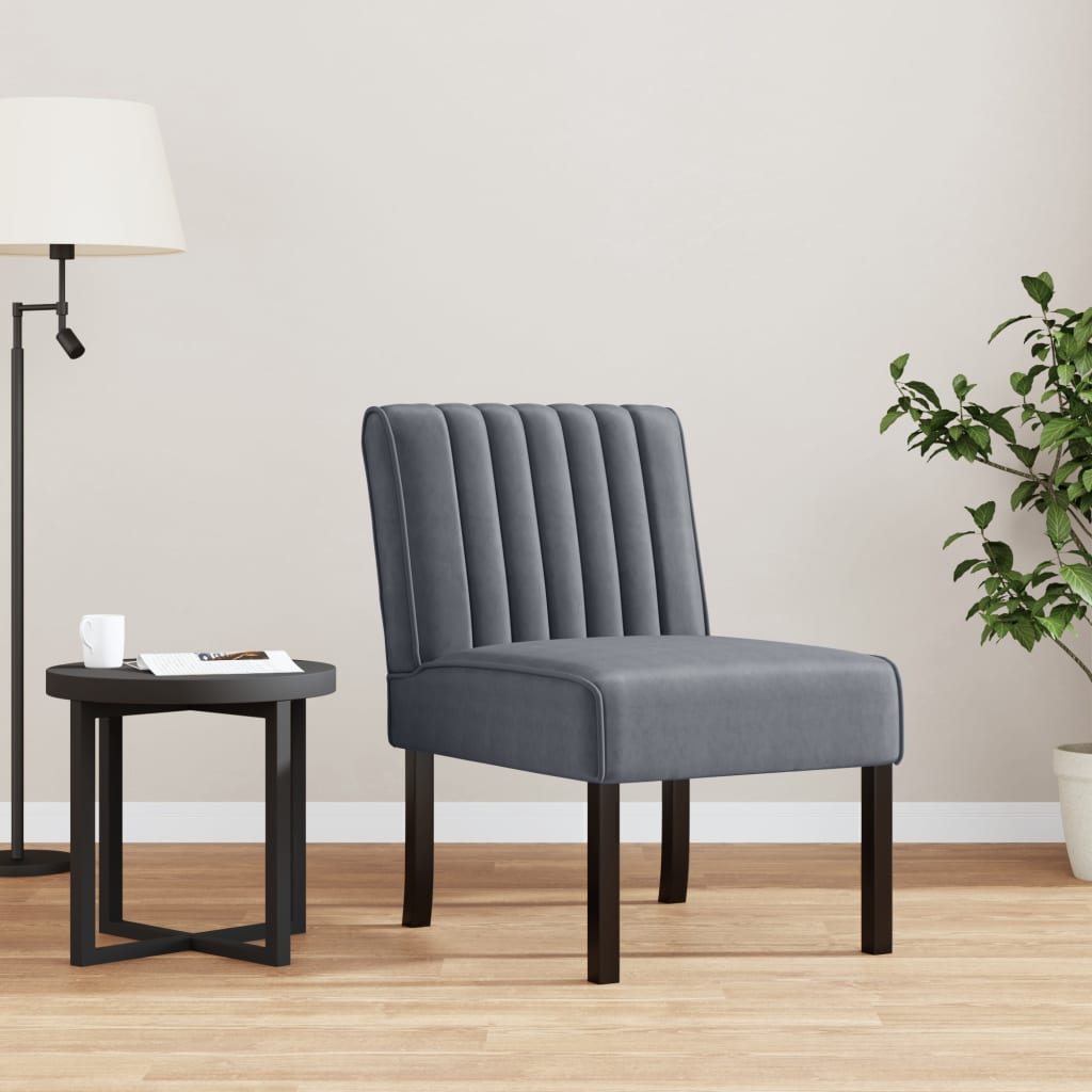 Elegant Dark Grey Velvet Slipper Chair - Plush Comfort & Style