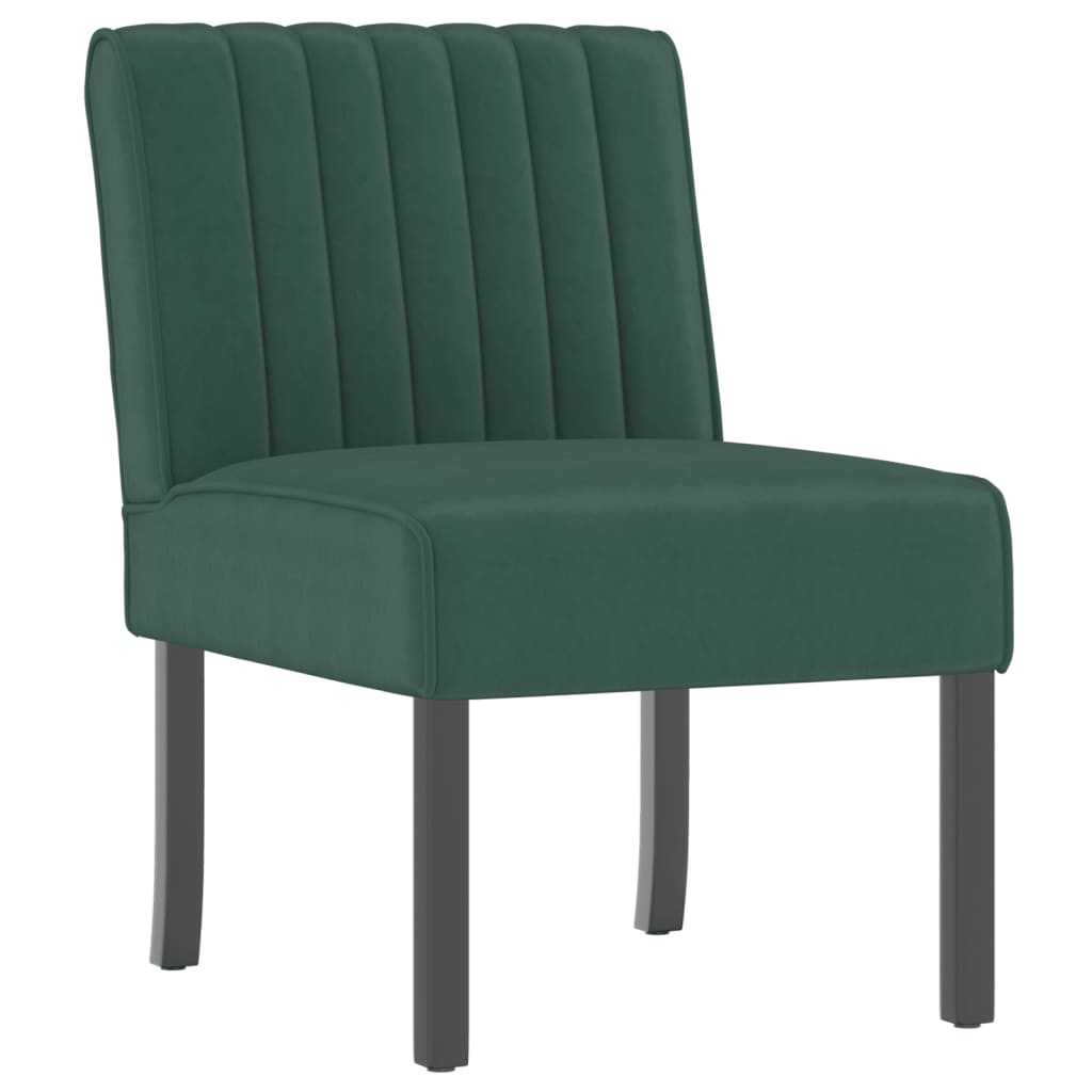 Elegant Dark Green Velvet Slipper Chair - Luxurious Accent Seating