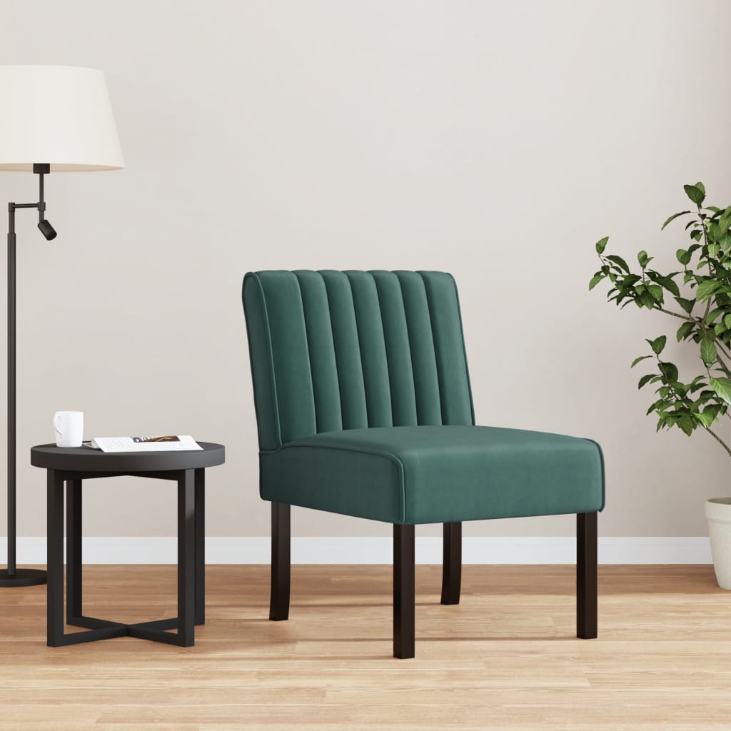 Elegant Dark Green Velvet Slipper Chair - Luxurious Accent Seating